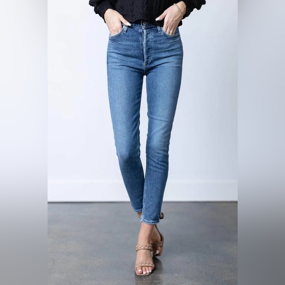Agolde Women's Straight Leg Dark Blue Denim Jeans